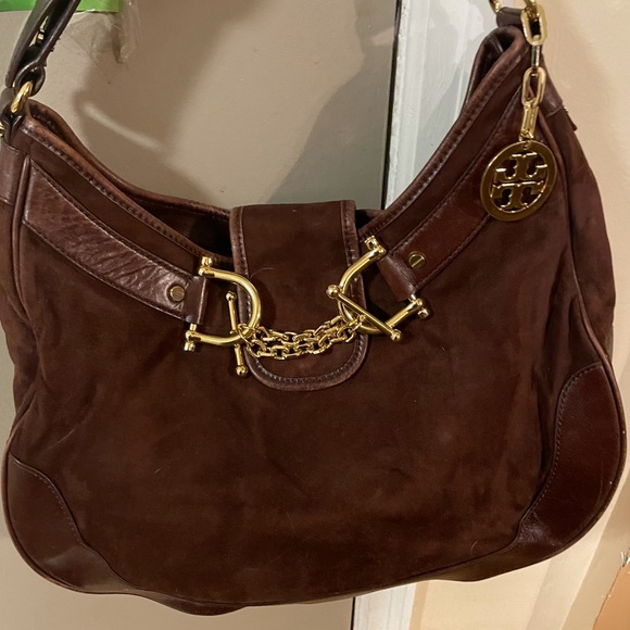 Classic Old School Lee Radziwill Brown/Maroon Suede Leather Handbag - 20% off!! - Picture 1 of 7